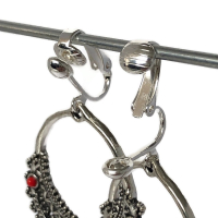 Clipoorbellen boho-chic, rond ring rood-turquoise kraaltjes, hangoorbellen